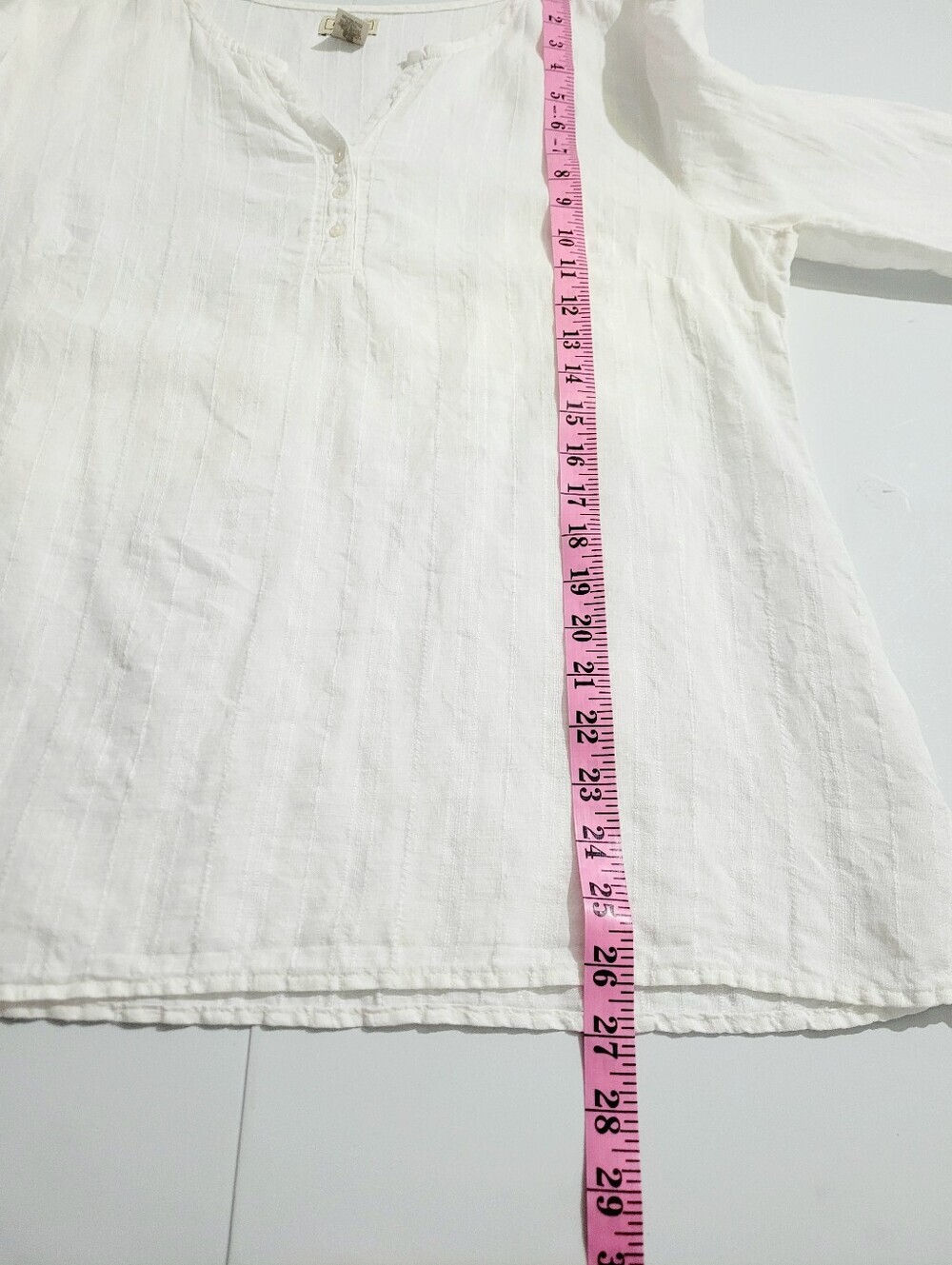 L.L.Bean Women's 100% Linen Popover Tunic White Long Sleeve Size Large Classic - Picture 9 of 10